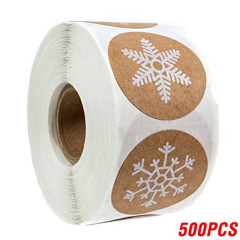 100-500pcs Round Christmas Stickers 6 Styles Snowflake Sticker Halloween Cute Lable For Scrapbooking Stationery Sticker: 500pcs
