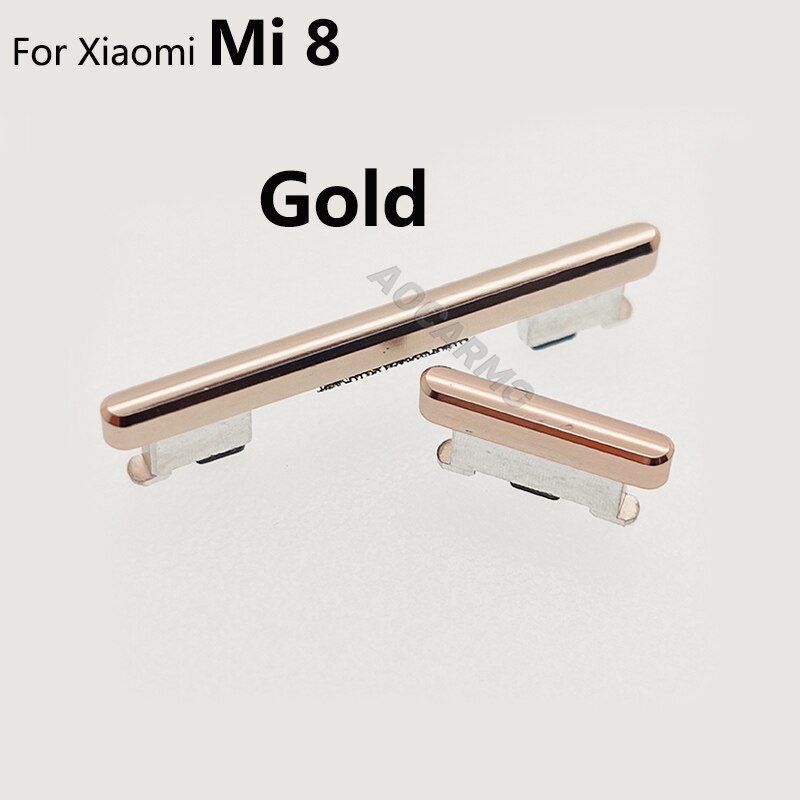 Aocarmo Voor Xiaomi 8 / 9 / 9se Mi8 Mi9 Mi9 Se Power On/Off Volume Up Down Schakelaar zijknoppen Key Vervanging Deel: For Mi 8 - Gold