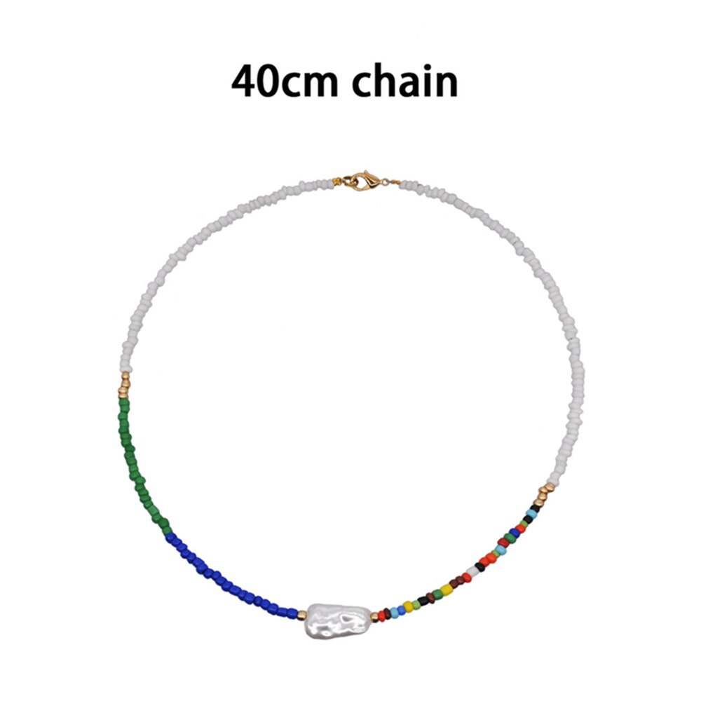 Färgglada pärlfrö pärlor halsband kvinnor boho smycken regnbåge etniska chokers diy bohemiska sten pärlor choker halsband: 04