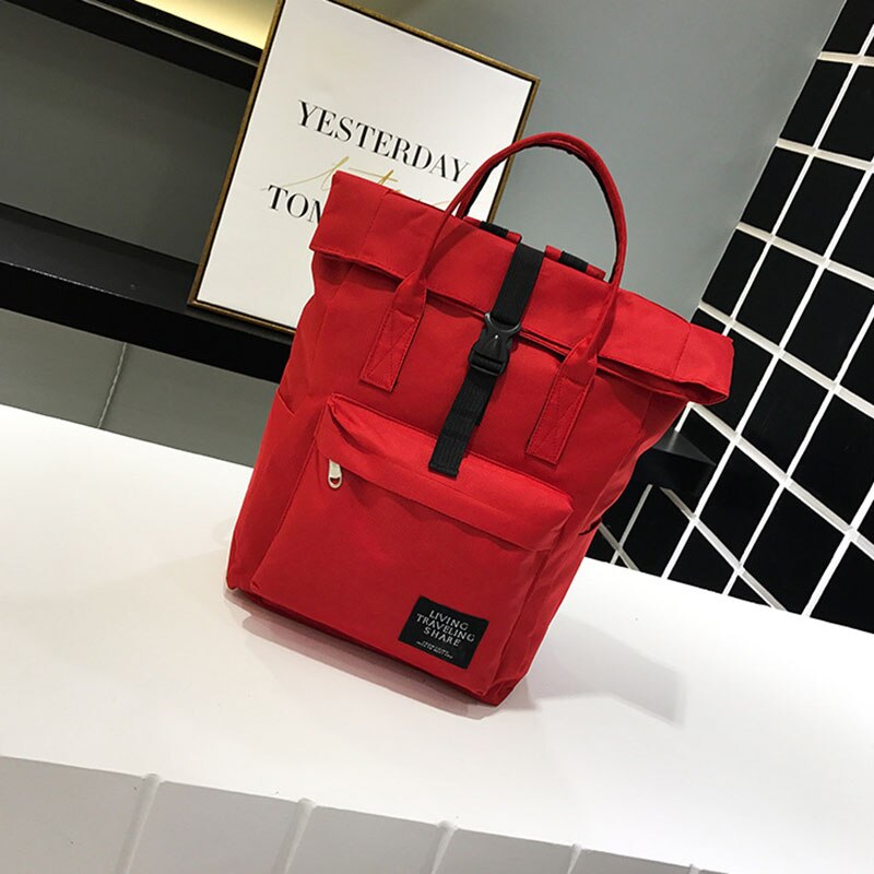 Mara's Droom Vrouwen reistas Multifunctionele canvas grote capaciteit studenten bag casual eenvoudige effen kleur Vrouwen rugzak: A Red