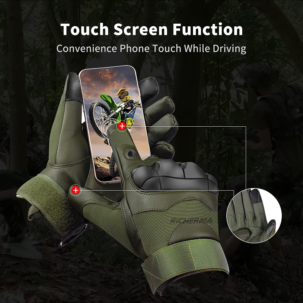 Touchscreen Leather Motorcycle Gloves Full Finger Hard Knuckle Winter Summer Motocross Motorbike Gloves Moto Biker Riding Gloves