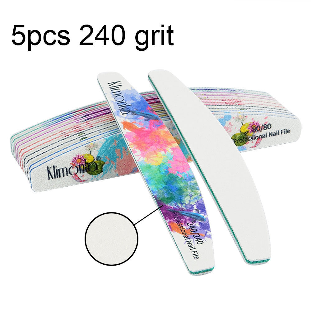 3/5/10 pz/lotto lima per unghie professionale 100/180 mezzaluna carta vetrata blocchi di levigatura per unghie rettifica lucidatura strumenti per la cura del manicure nuovo: 5pezzi 240 Grit