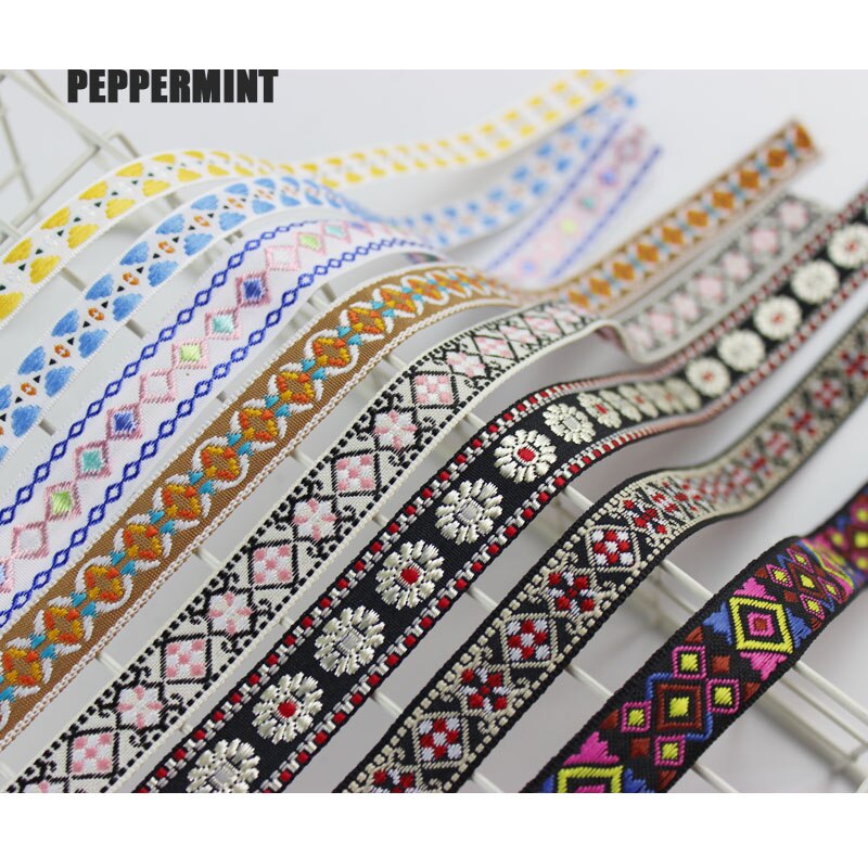 2 Yard 1.2-2 cm Etnische Lint Embroideried Trim Boho Lace DIY Kleding Tas Accessoires Geborduurde Stof