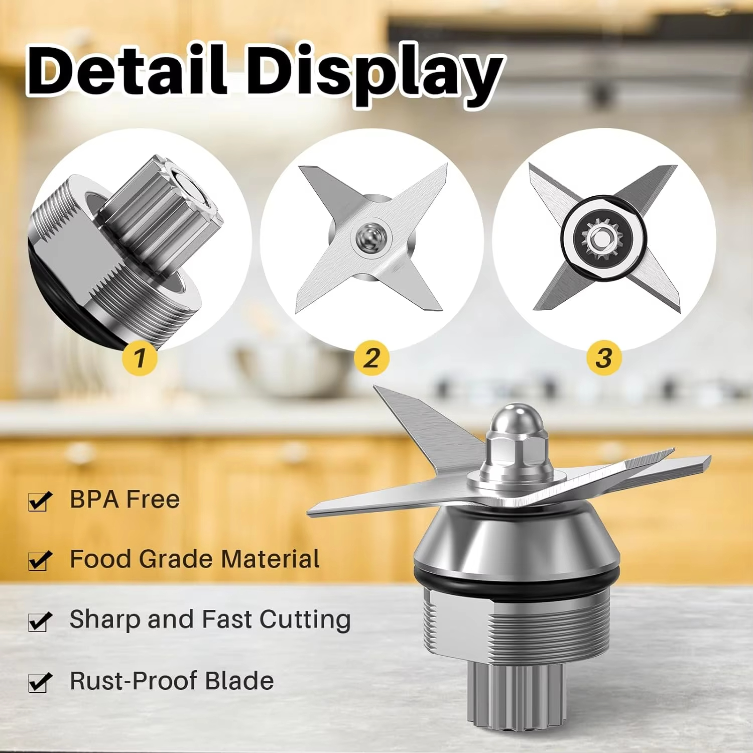 Zestaw wymienny ostrza blendera Vitamix, klucz, główka grzybkowa, kompatybilny z pojemnikami o pojemności 64 uncji i 32 uncji