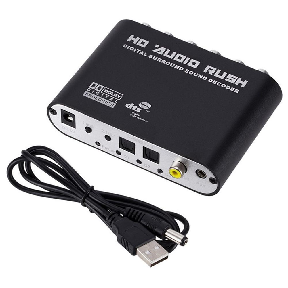 Digital 5.1 Audio Decoder Dolby SPDIF Dts/Ac-3 Optical To 5.1-Channel RCA Analog Converter Sound Audio Adapter Amplifier For TV: Default Title