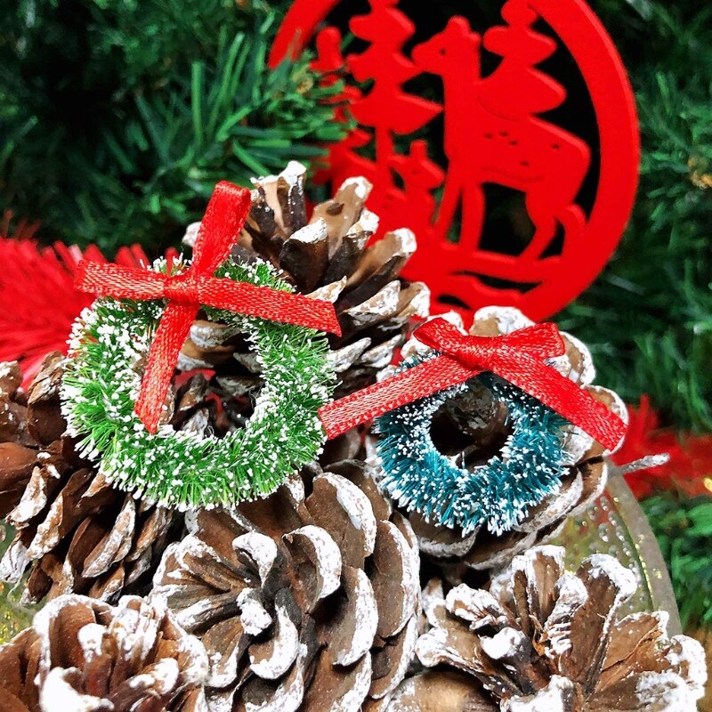 Mini couronnes de noël décoratives, 12 pièces, couronne d&#39;arbre de noël artificiel pour maison de poupée, embellissements, fabrication de cartes