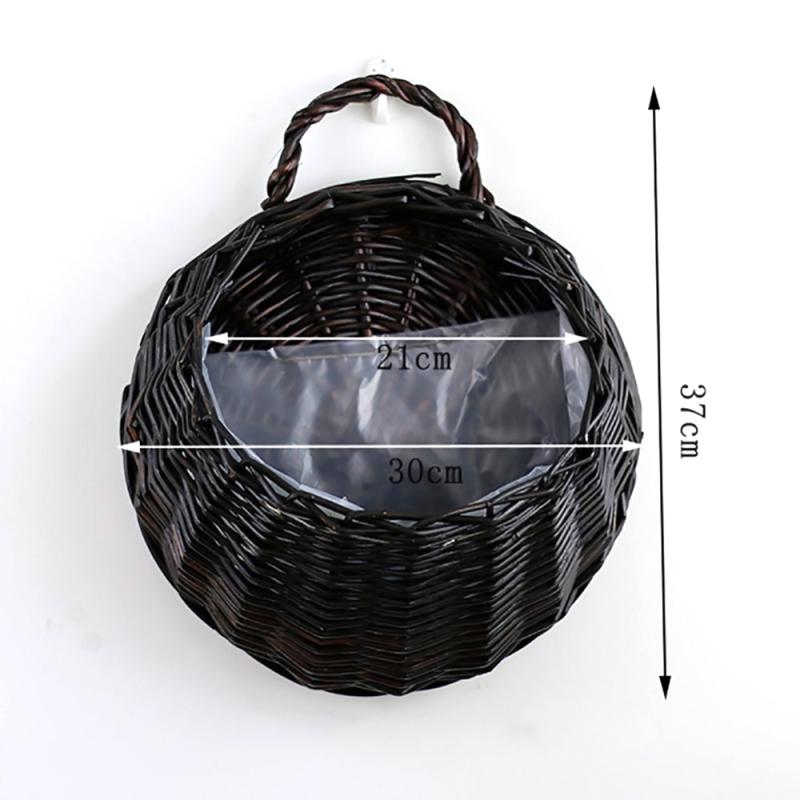 Jardinière fleur tenture murale osier rotin panier intérieur plantes support vigne Pot mural plante panier jardin décoration murale: Big Black