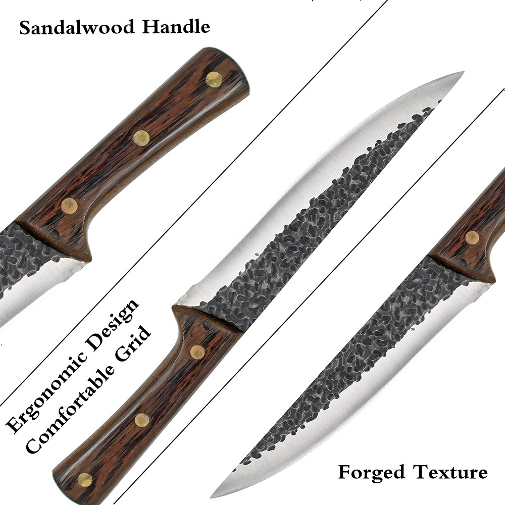 Butcher Kitchen Knives Set Handmade Forged Stainless Steel Chef Knife High Carbon Cleaver Boning Knife Meat Cutter with Cover