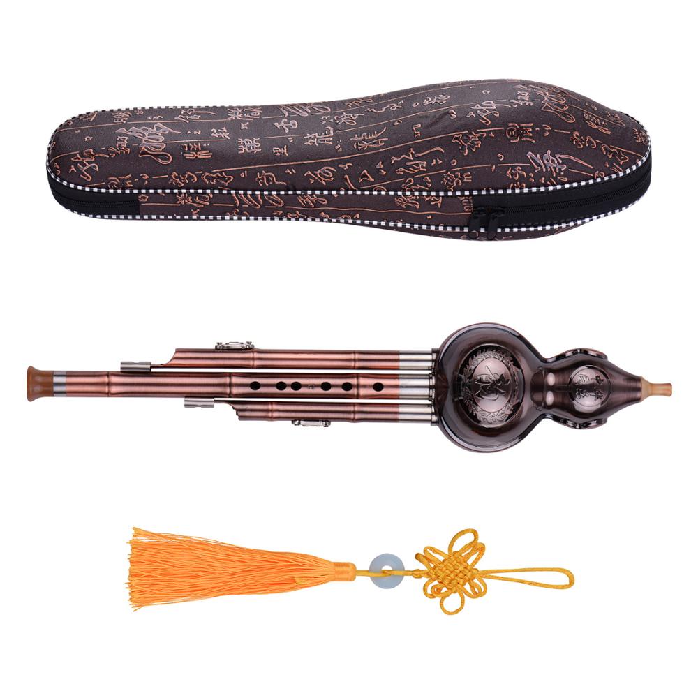3- tonige c-toets hulusi kalebas cucurbit fluit zwarte bamboe pijpen chinees traditioneel instrument met chinese knoopkoffer voor beginners: Type 5