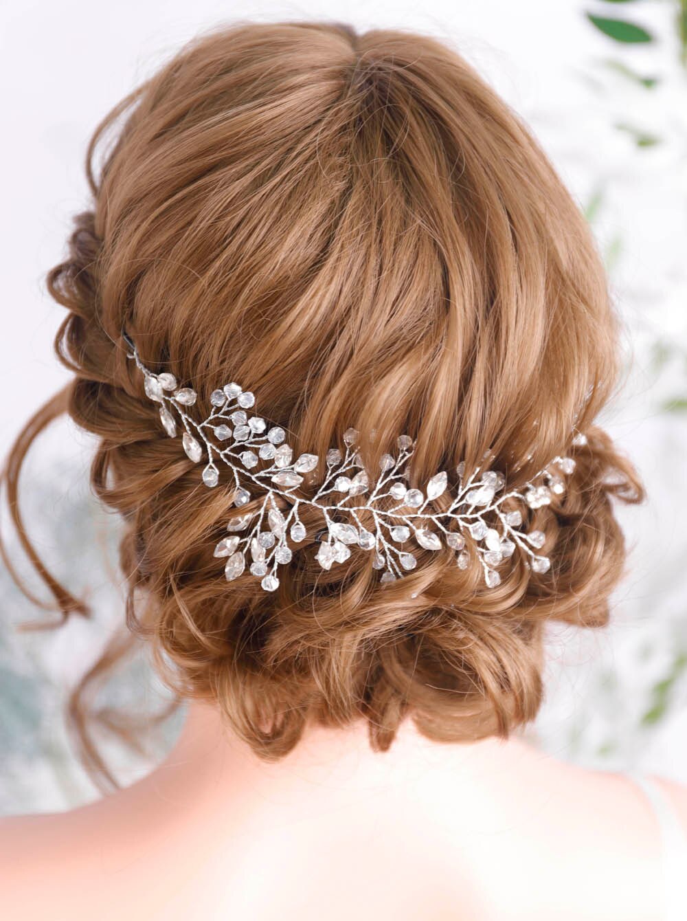 Accesorios para el cabello de boda Vintage con cristales y hojas, diadema plateada, tocados para mujer, enredadera para el cabello
