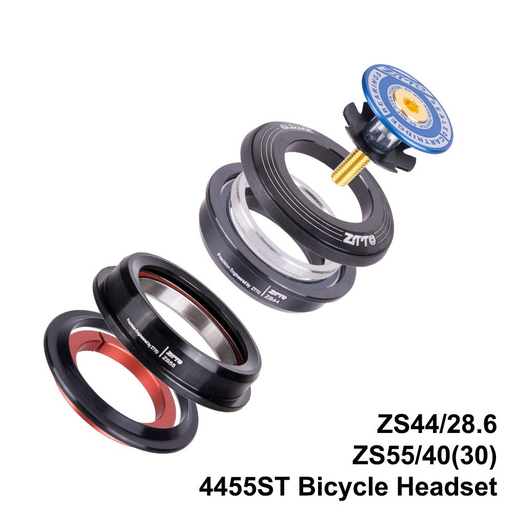 MTB Headset 44mm 55mm 455ST Tapered Straight Universal 1.5 inch 28.6mm Fork Zero Stack Integrated With Cups road bike: 4455ST Blue