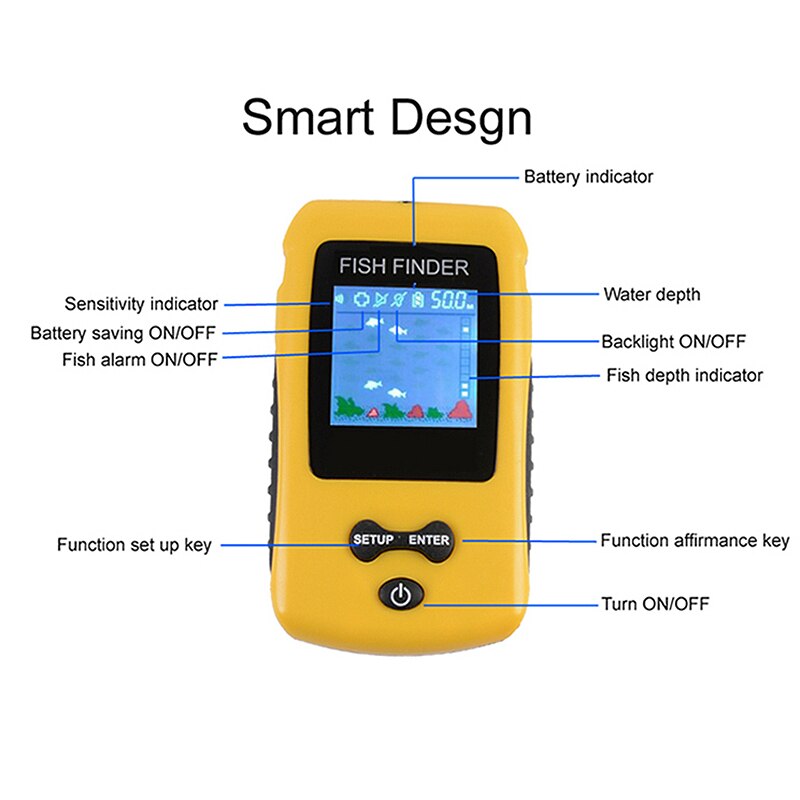 Tragbare Sonar Fisch Finder Mit Farbige Lcd Anzeige Bildschirm Fisch Finder Angeln Locken Echolot Fishfinder
