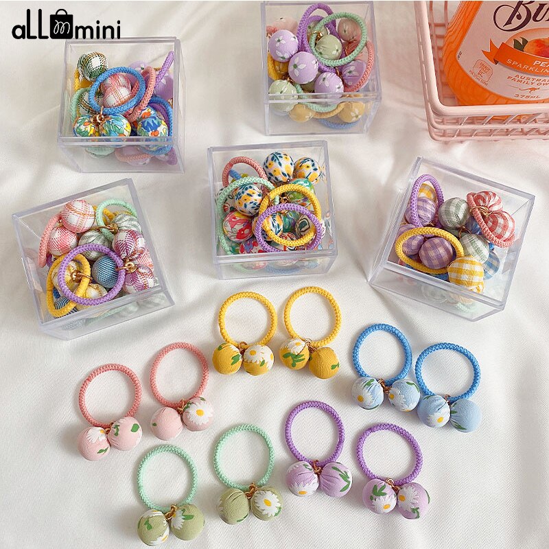 10/20/30PCS/Set Girl Cute Boll Flower Elastic Hair Bands Mini Hair Ring Ponytail Holder Scrunchies Kid Princess Hair Accessories