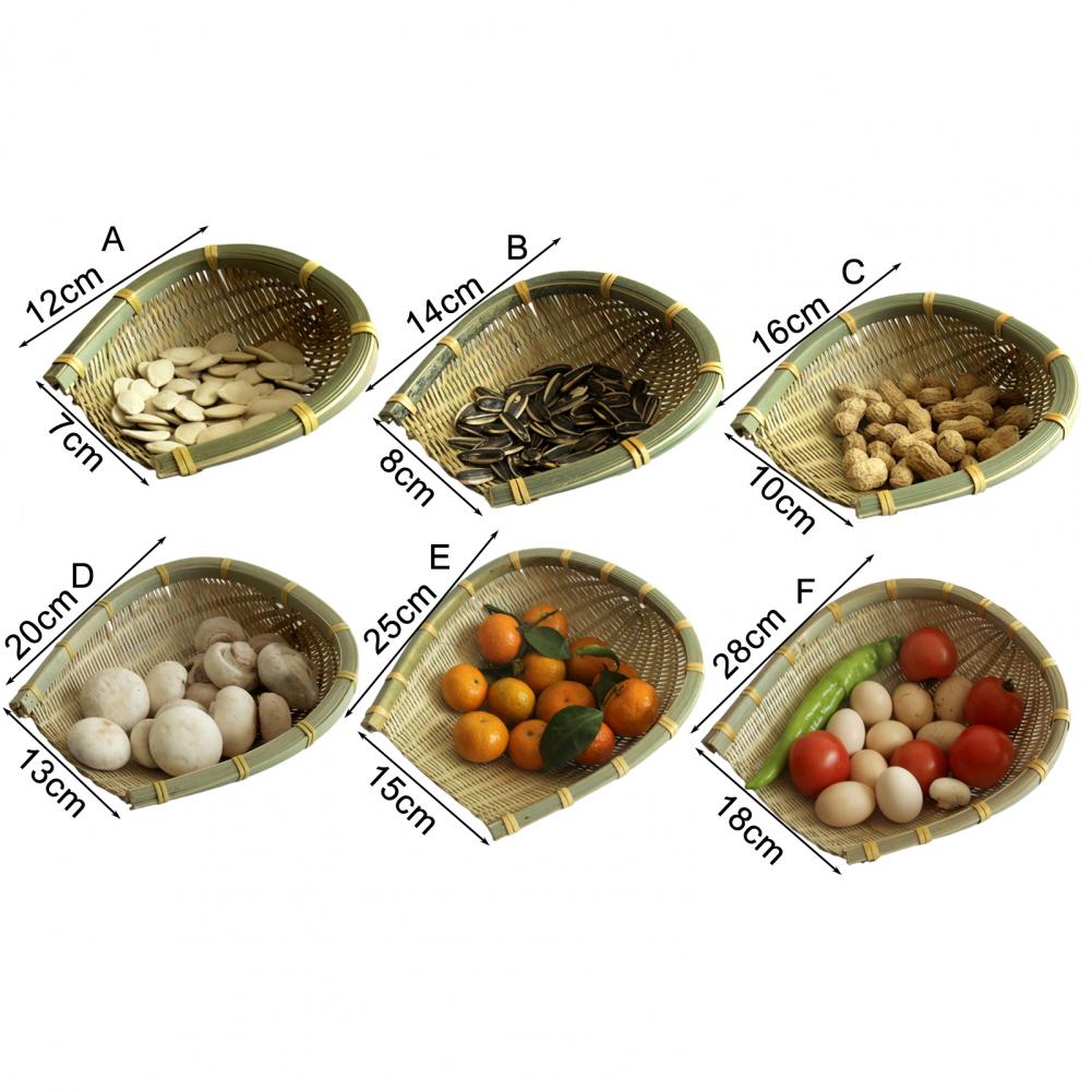 Bamboo Weaving Storage Basket Handmade Open Bamboo Sieve Handwoven Drying Bamboo Basket Dustpan Snack Trays Food Storage