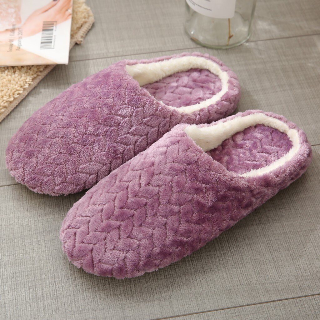 Accueil femmes Jacquard pantoufles intérieur chambre à coucher antidérapant pantoufle hiver coton chaussures doux peluche zapatos de mujer FN55