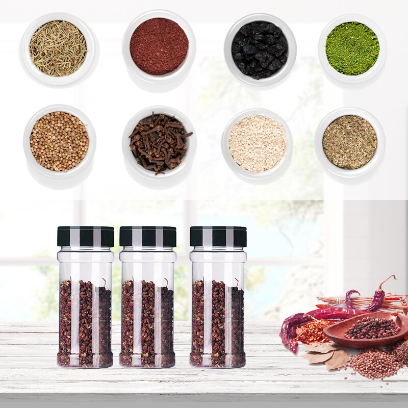 Recipiente de plástico para sal y pimienta, contenedor de especias con etiquetas sin BPA, juego de tarros de cocina, herramienta para barbacoa, 10/15/20/Uds.