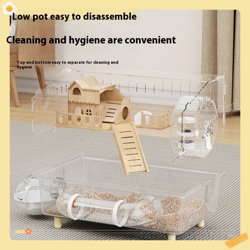Jaula para hámster, jaula para hámster, Villa de lujo, transparente, gran espacio, acrílico, hábitat para mascotas, casa para animales pequeños, accesorios para ratas enanas