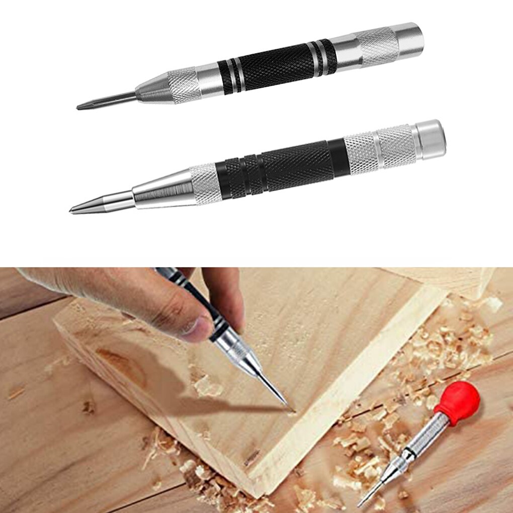 Automatic Center Punch Locator Center Punch Pin Steel Spring Window Breaker Non-slip Portable Woodworking Puncher Hand Tools