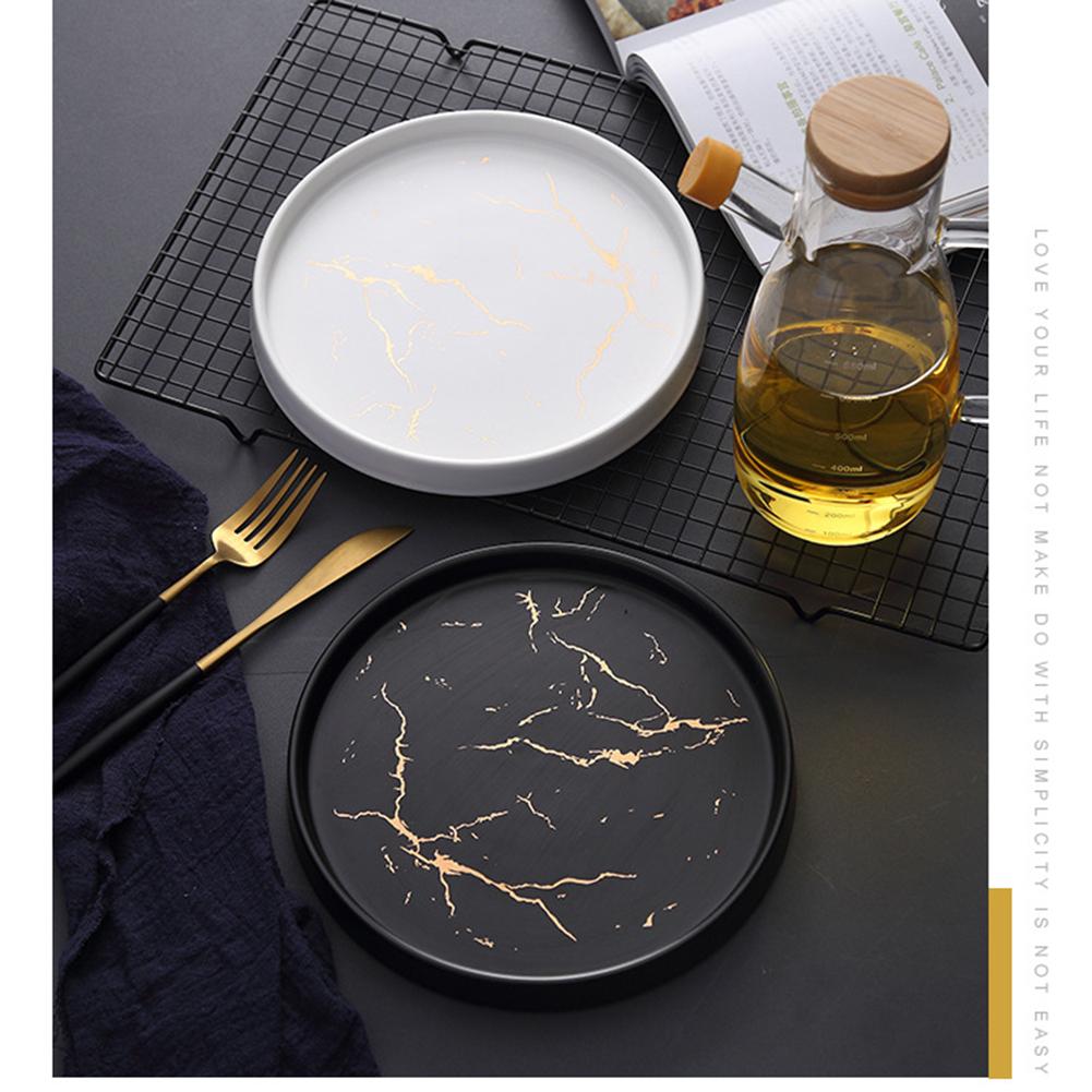 Nordisk stil marmor skål innovative hjem keramiske skål vestlige skål bøf plade sort bordservice morgenmad plade flad plade