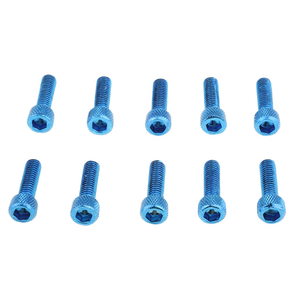 10 Uds. M6 x 20mm paso de aleación de acero hexagonal perno enchufe cabeza tapa tornillos azul