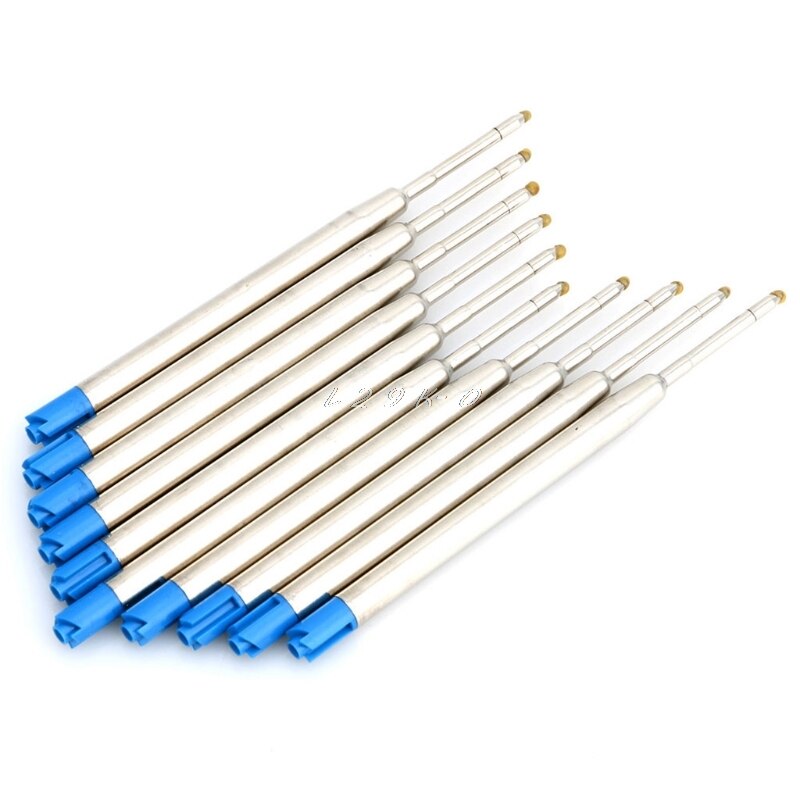 10pcs Universal Pen Refill Standard Style Blue/Black Ink 1MM Medium Nib Ball Point Pen Refills
