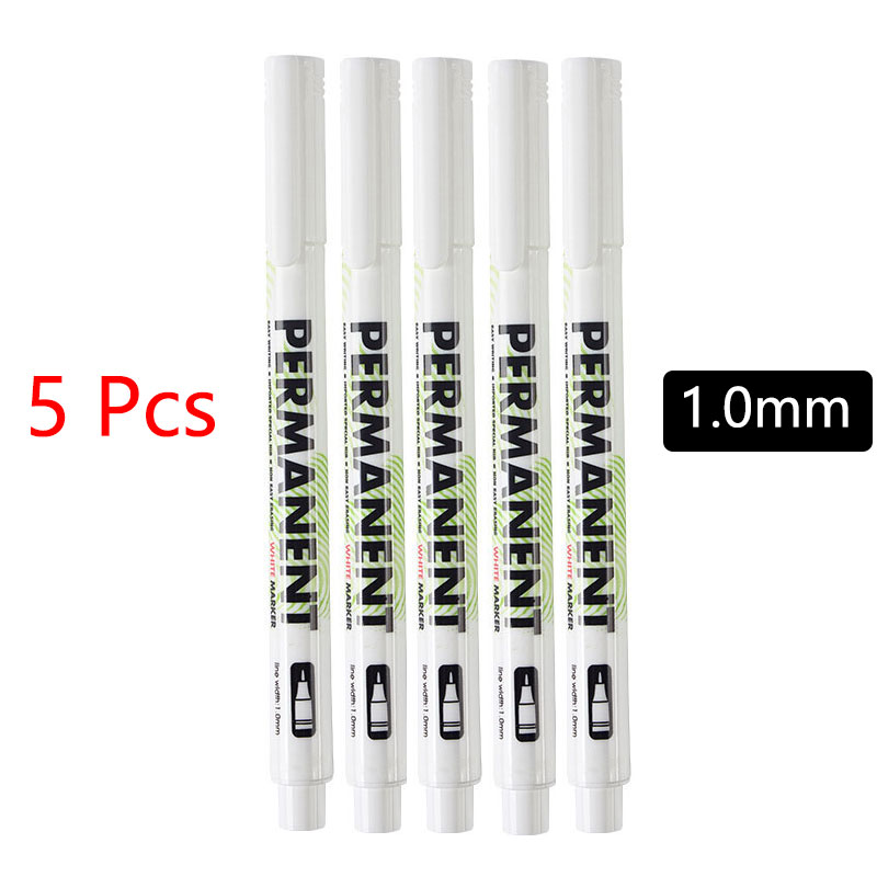 5 Stück weiße Markierung stifte 2,0mm ölige wasserdichte weiße Gel stift DIY Graffiti Skizzen markierungen Briefpapier wrting Schul Material: Freier Raum