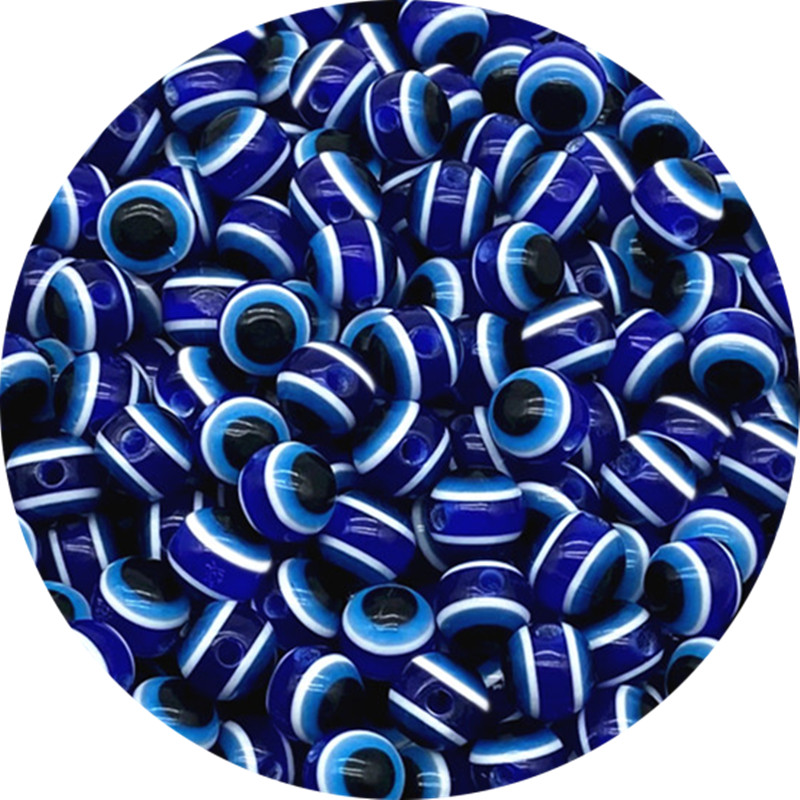 6 8 10mm okrągłe koraliki dystansowe Evil Eye Stripe żywica do tworzenia biżuterii DIY bransoletka naszyjnik Charms # ZZ04