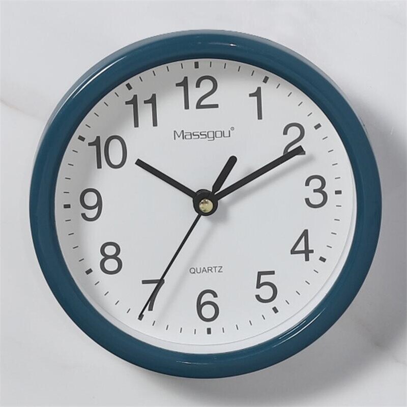 Minimalistische Kleine Wandklokken Met Frame Doorzichtige Plastic Snoep Kleuren Mute 15Cm Opknoping Horloge Klok Woonkamer Home Decor: navy