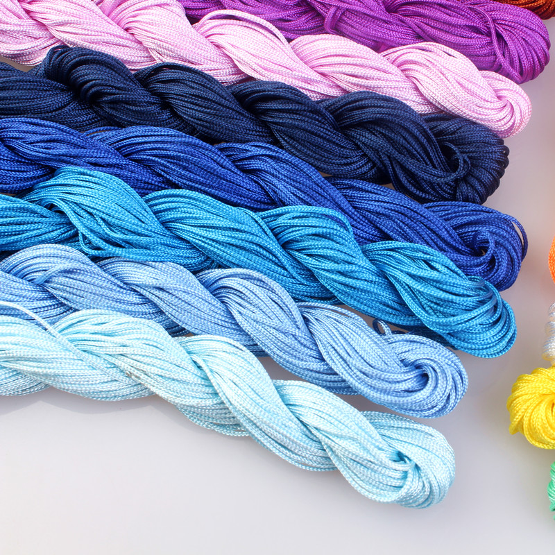 Cordón anudado chino de nailon, 23 colores, 1mm, hilo de macramé Shamballa, cordón para cuentas para fabricación de pulseras