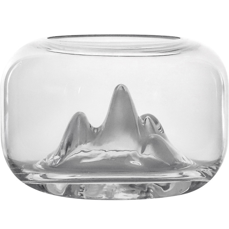 Style japonais neige montagne verre Transparent aquarium Mini bol à poisson pour poisson or grondement poissons décor à la maison pour salon