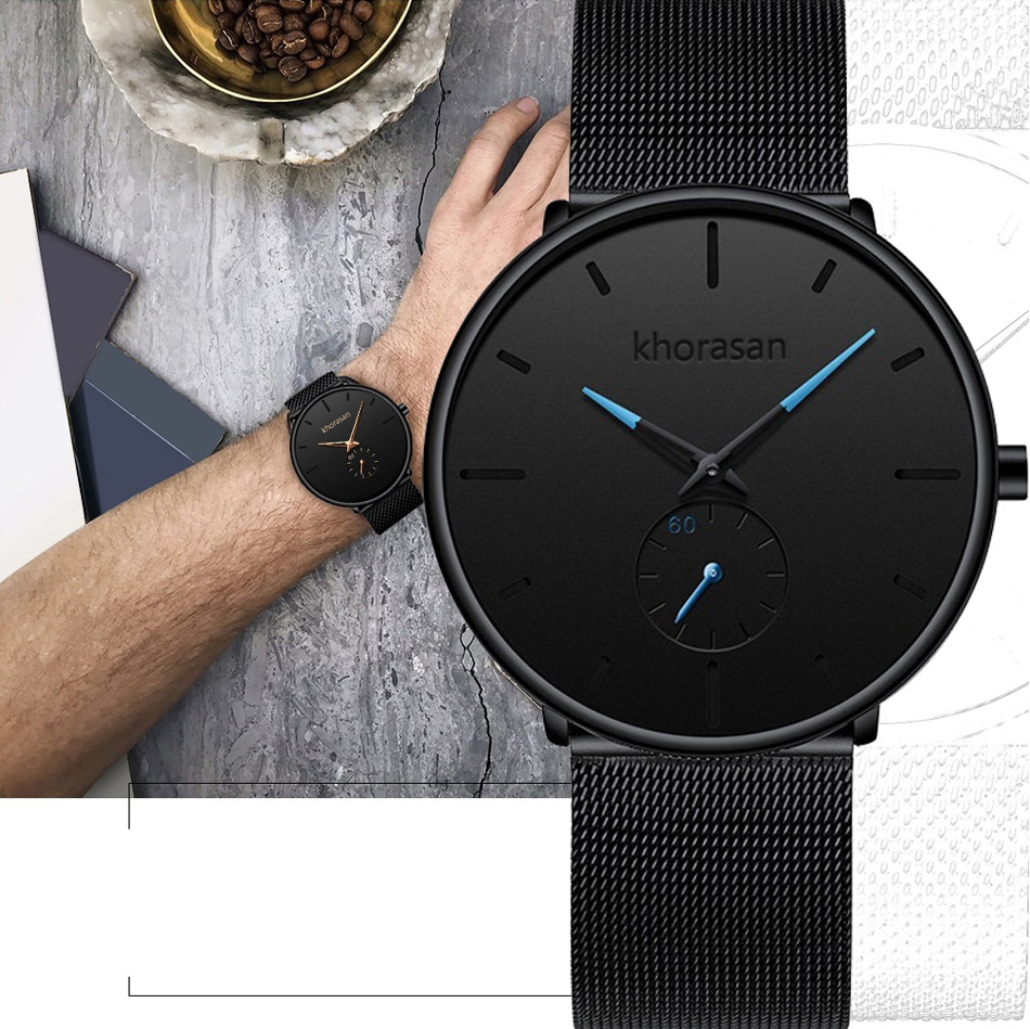 Relogio masculino herre afslappede ure minimalistiske mænd business ur mandlige rustfrit stål mesh bælte enkelt kvarts ur
