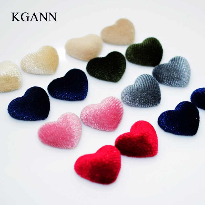 estilo 50 unids/lote 16mm tela de terciopelo Coverd forma de corazón botones traseros planos accesorio para ropa Diy joyería/decoración de la ropa