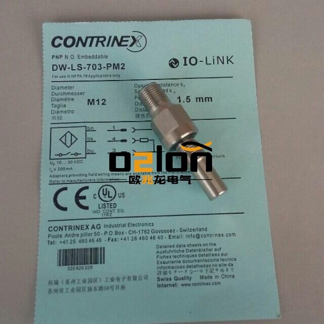 DW-LS-703-PM2 M12 Contrinex High Pressure Resistance Proximity Switch Sensor