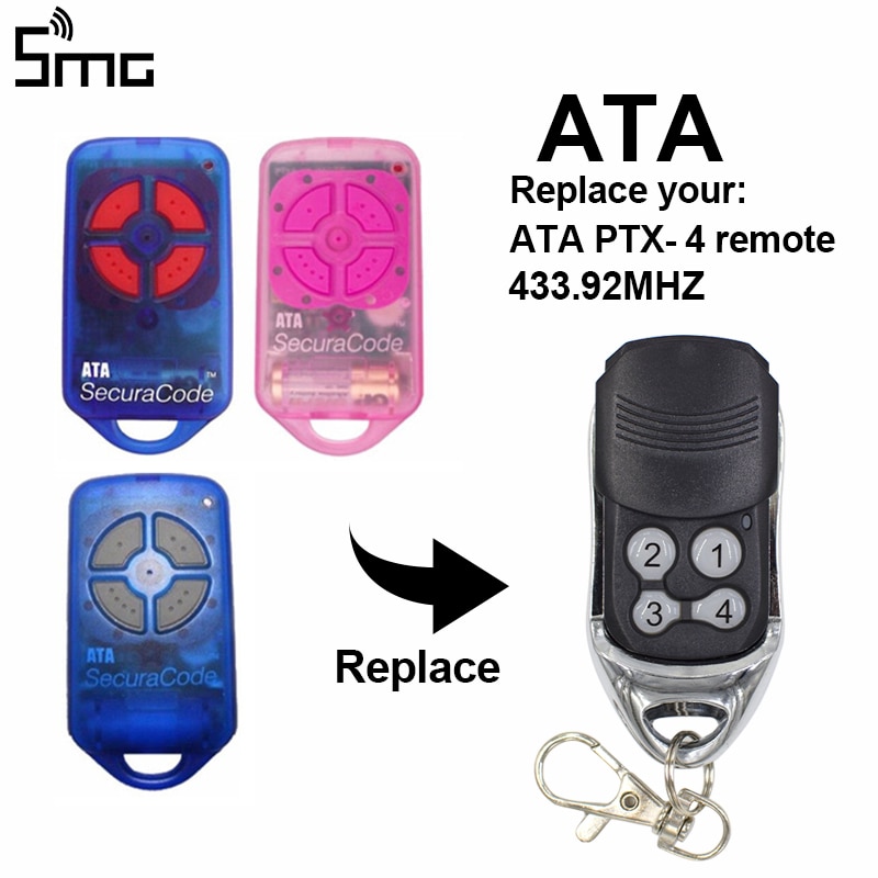 ATA PTX4 remote control garage door opener hand transmitter ATA garage door remote control 433,92 MHz rolling code
