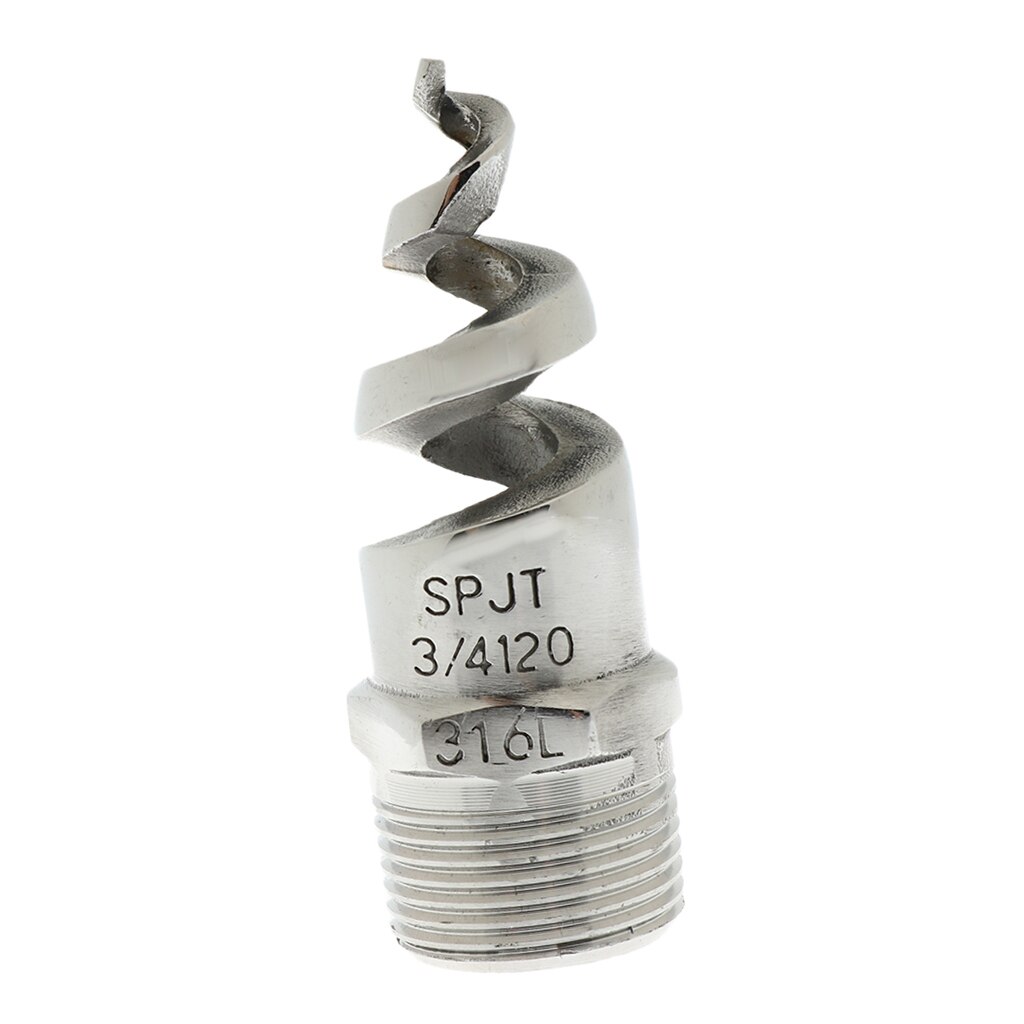 3/4 Inch Male Thread 316 Stainless Steel Spiral Spray Jet Nozzle 120-Degree - Easy to Install