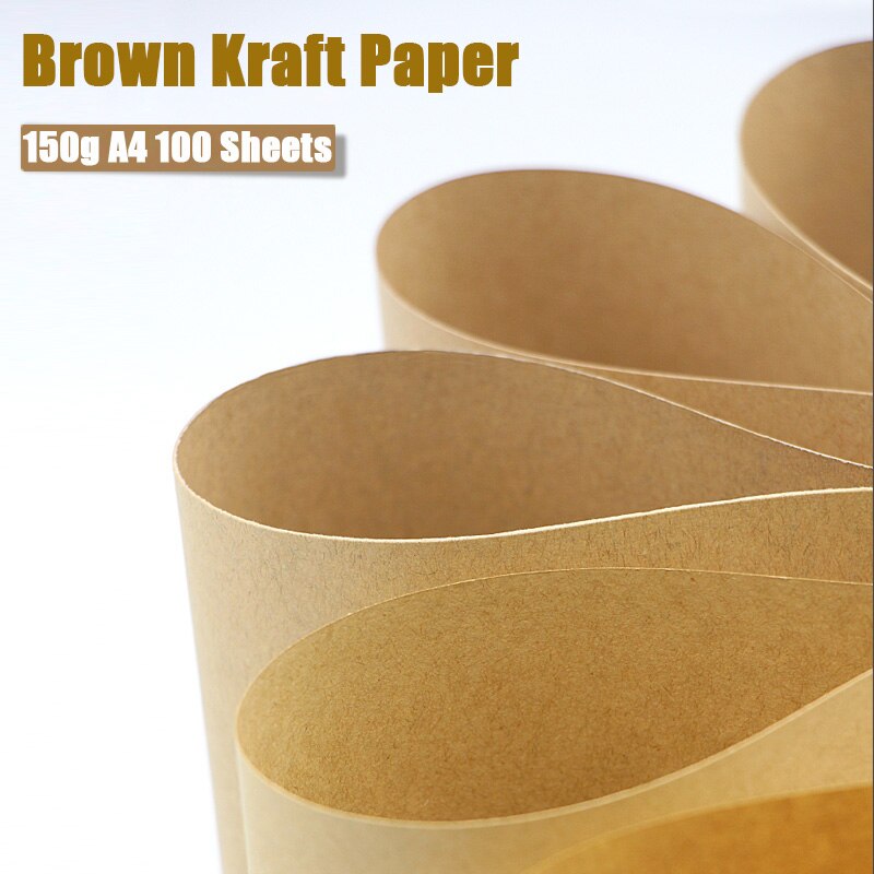 100 Sheets 150gsm Brown Kraft Paper DIY Handmade Cardboard Paper A4