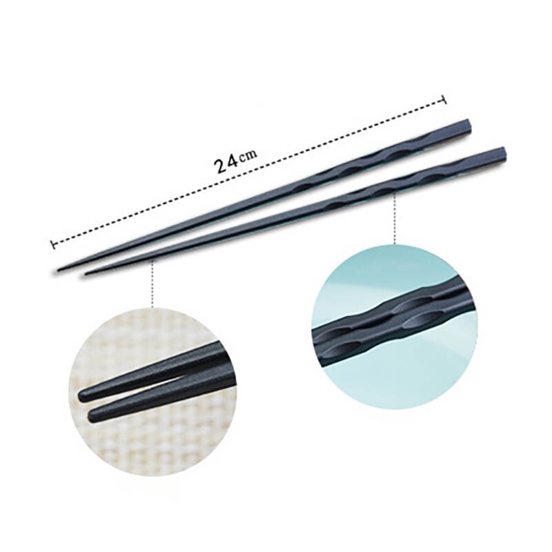 Palillos de metal antideslizantes para Sushi, utensilios de cocina reutilizables de estilo japonés/chino, bonito en blanco y negro, 1 par: 24cm thread pattern