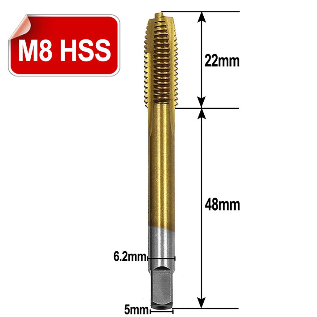 Tool 5 Stks/set Metric Straight Fluit Hss Draad Schroef Tap Plug Hand Tap Drill1.76 M3/M4/M5/M6/M8