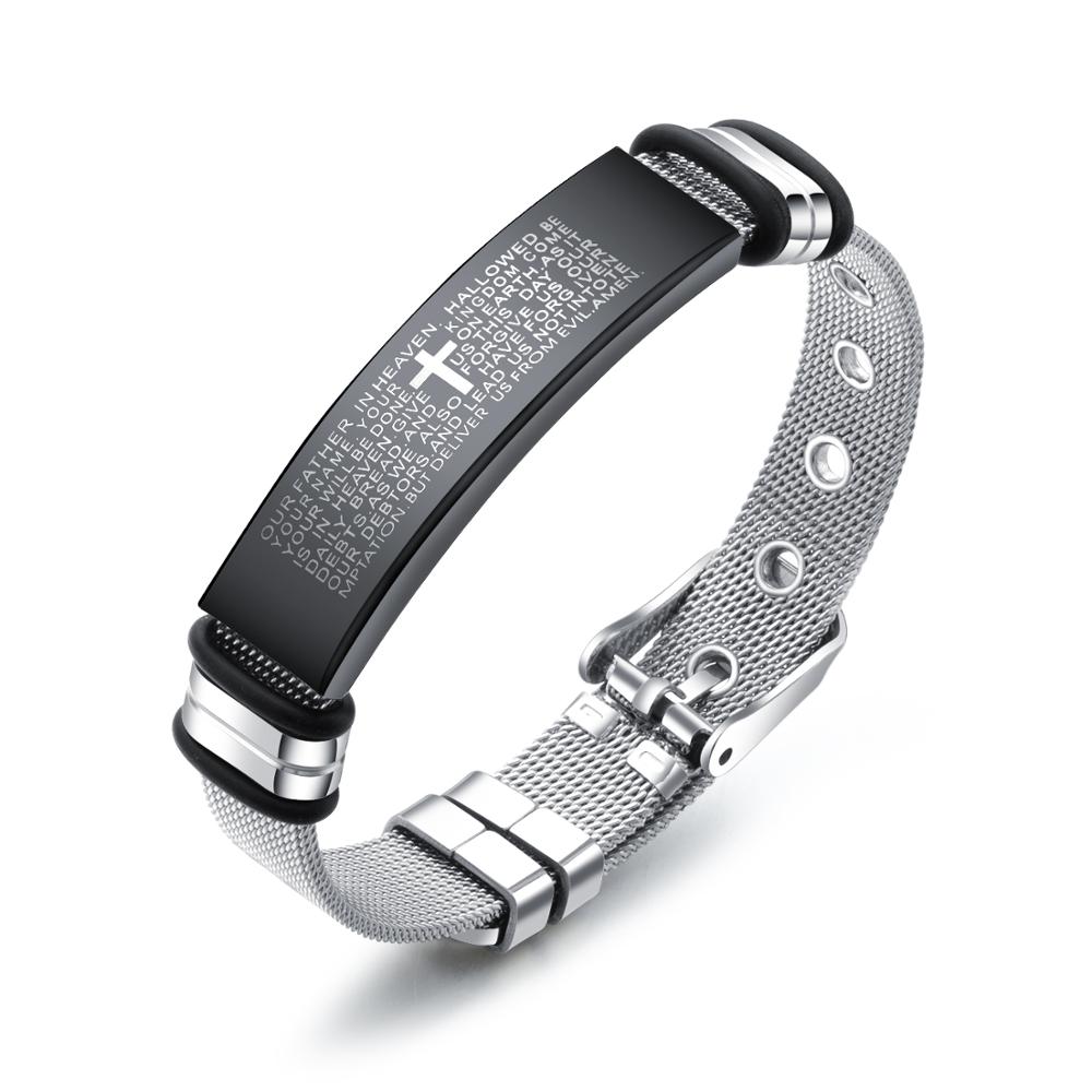 Eyeyoyo Business Staal Mesh Holle Persoonlijkheid Titanium Stalen Heren Armband: Black