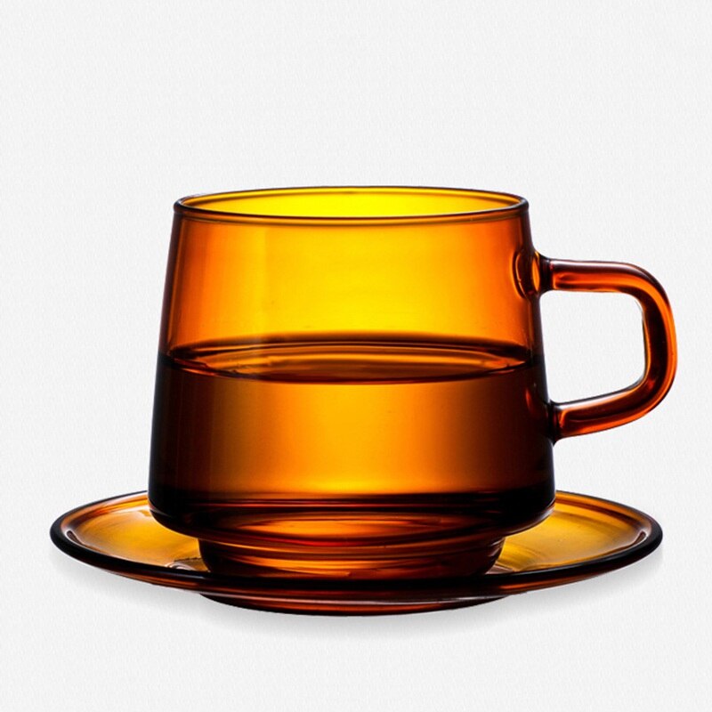 Taza de cristal gruesa de Color para el desayuno, taza de café resistente al calor para el hogar, con recipientes con mango, 350ml
