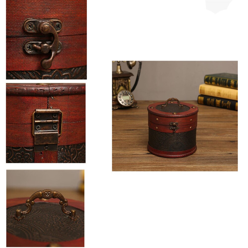 Delicate Ancient Chinese Style Round Tea Leaves Cake Storage Box Tea leaves Display Organizer Wooden Tea Package Box - A Si