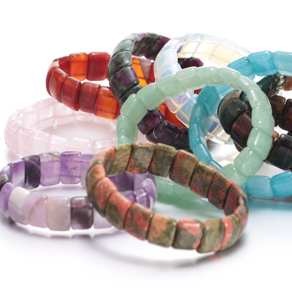 SZ0448e Moda Pendenti e Ciondoli di Alta Qualità Naturale Bian Pietra Geometrica Rettangolo Bordato I Braccialetti & Braccialetti per i Monili Delle Donne
