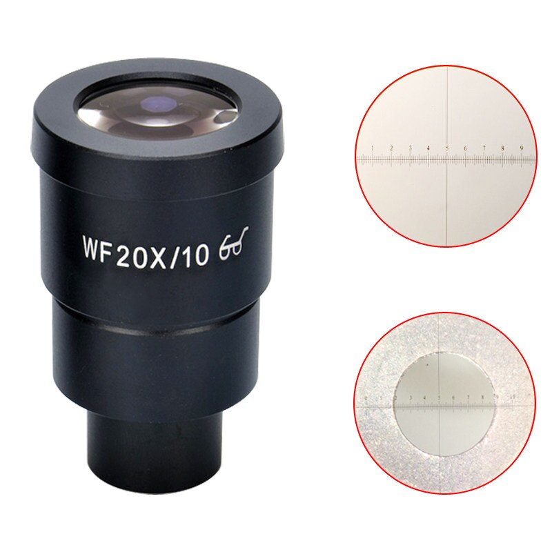Stereo Microscope Eyepieces WF10X WF20X Lens Wide Angle Lens Monocular Part: WF20X (With scale)