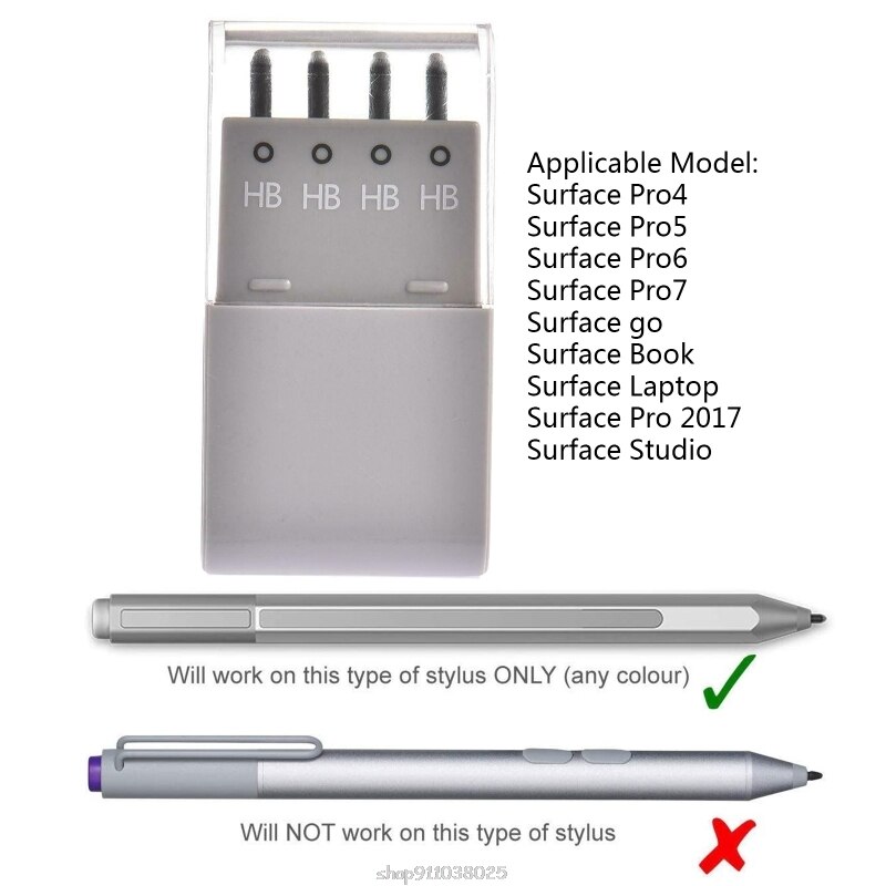 4 in 1 Surface Pen Tips Replacement Kit 2H H HB B Hardness for 7 6 5 4 Gen of Surface Go 2 1 Gen of Surface Book D10 20