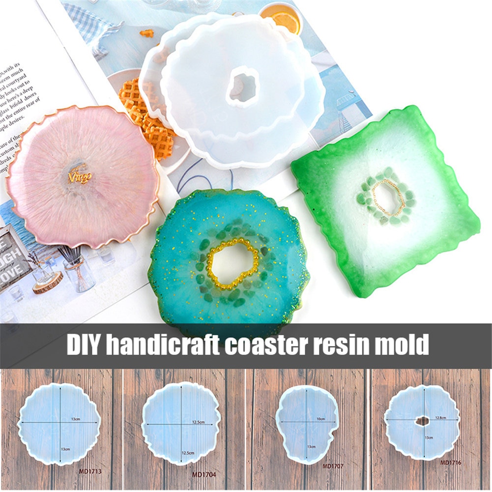 Plateau de bricolage, outils, kawaii, agate, dessous de verre irréguliers, moule de moulage en résine, fabrication de bijoux en silicone, résine époxy, fournitures d'art, moule fp