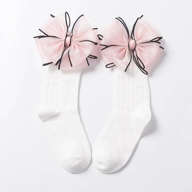 Dość miękka bawełna przyjazne dla skóry Pończochy Bowknot Dzieci dziewczynka Modis dziecięce śliczne Pończochy dla dziewczynek: biały / 7-10years
