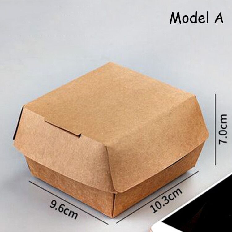 Kraft Hamburger Box Food Grade Disposable Fast Food Fried Chicken Beefsteak Wrapping Boxes Take-out Food Packing Box Doggy Bag: model A