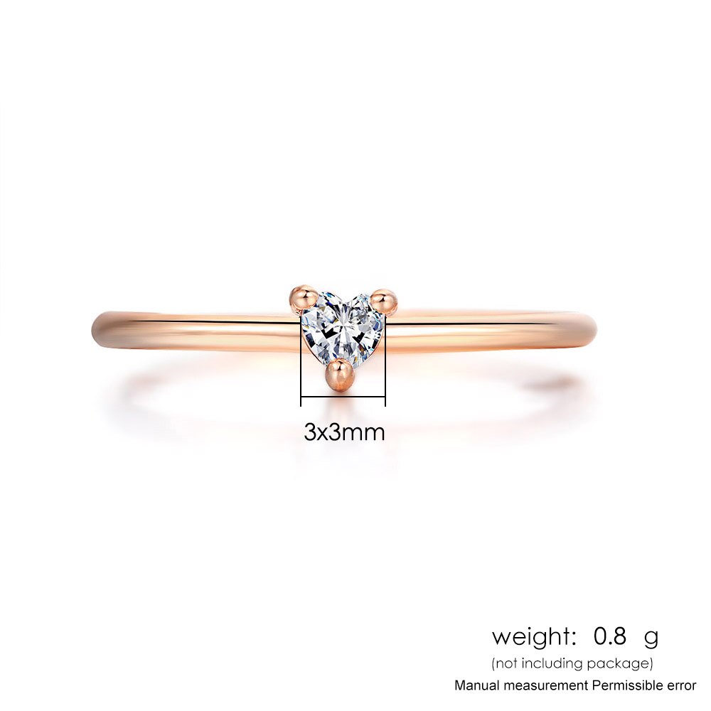 Anillos para mujer con forma de corazón pequeño Color dorado compromiso de boda anillo delicado joyería circón joyería de romántica KBR014-M