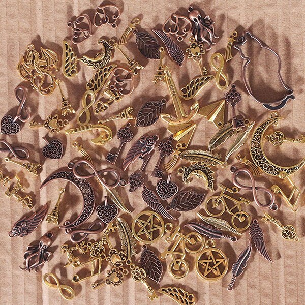 Metall Mixed Charms für Schmuck, Die DIY Handgemachten Handwerk Vintage Anhänger Charms 100 pcs/lot C5089: 2 Color