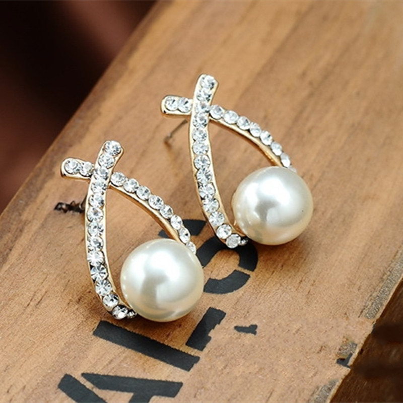 Schmuck Simulierte Perle Ohrringe Nette Bowknot Baumeln Ohrringe Für Frauen Shiny Kristall Hochzeit Schmuck Elegante